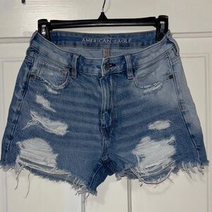 American Eagle Outfitters Women's Ripped Blue Jean Shorts